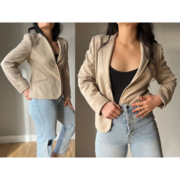 vtg 80s 90s Givenchy sport beige blazer jacket size 8‎ couture designer tailored - Picture 2 of 9